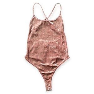 🔥5 FOR $25🔥Full Tilt Crushed Velvet Bodysuit, Blush Pink, Size M